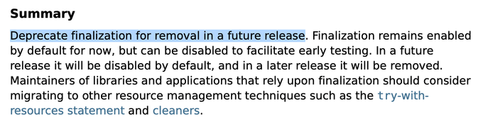 deprecate finalization